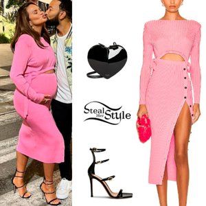 Self Portrait Viscose Ribbed Knit Midi Dress- Sz S